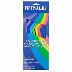 Best Pirce 🎁 FIFTY/FIFTY Silicone Straws - 6pk Assorted Colors With 2 Brushes 🌟 -Cluballiance Sales Store FiftyFifty6SiliconeStraws4 65c4988c 1671 49dc 88e6 29e7395e5108