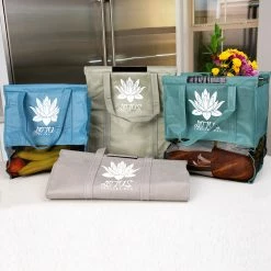 Cheapest 🌟 Lotus Sustainables Lotus Trolley Bag - Set Of 4 Reusable Grocery Cart Bags ✔️ -Cluballiance Sales Store Lotus Trolley Bag Earth Tone 6