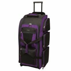 Outlet 😉 Travelers Club 30" Adventure Rolling Multi-Pocket Upright Duffel ⌛ -Cluballiance Sales Store Travelers Club 30 Purple Duffel 1